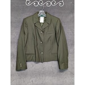 Harve Benard Jacket Green Blazer Career Coat Lined 100% Wool Vintage Women's 12